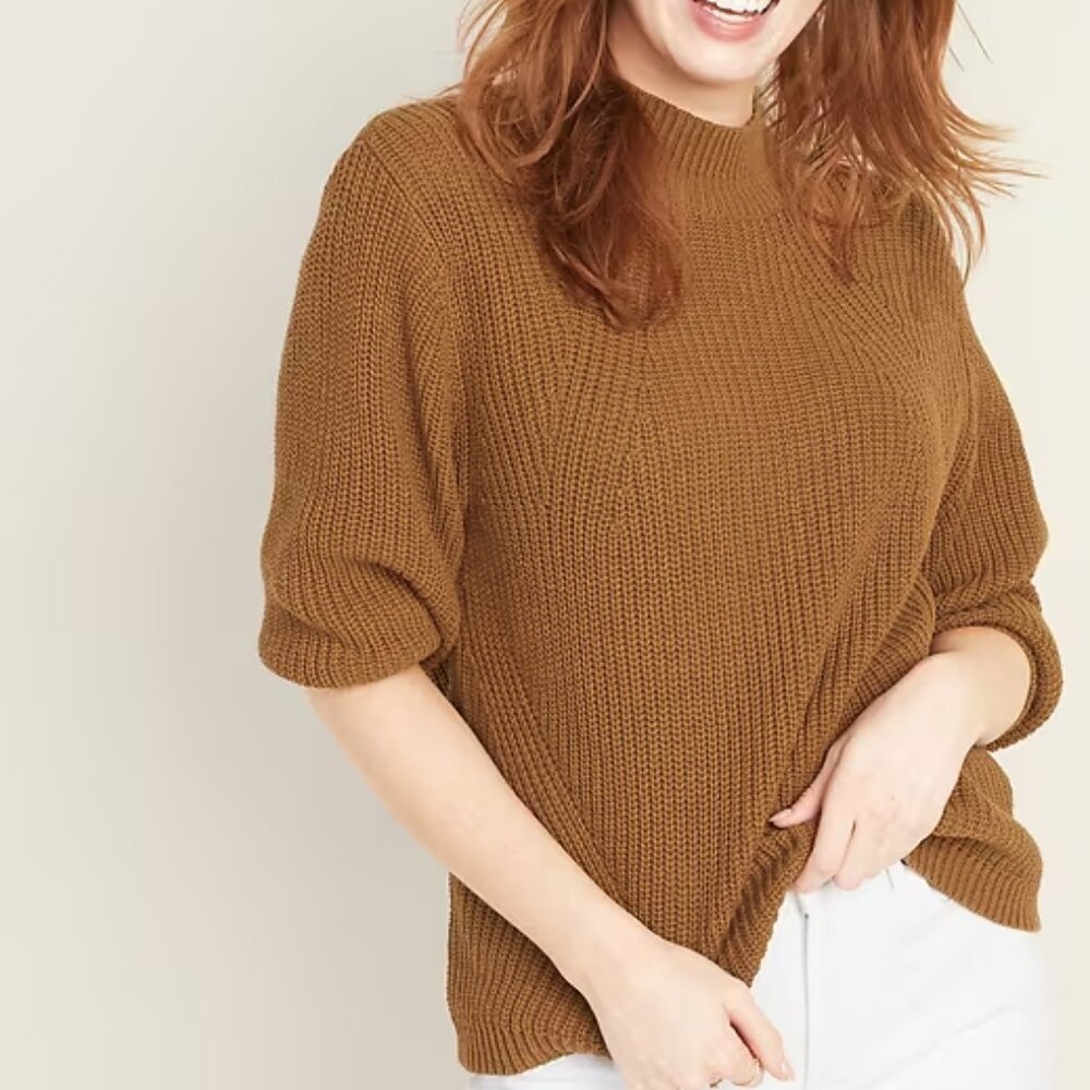 Old Navy Textured Mock-Neck Blouson-Sleeve Sweater XXL